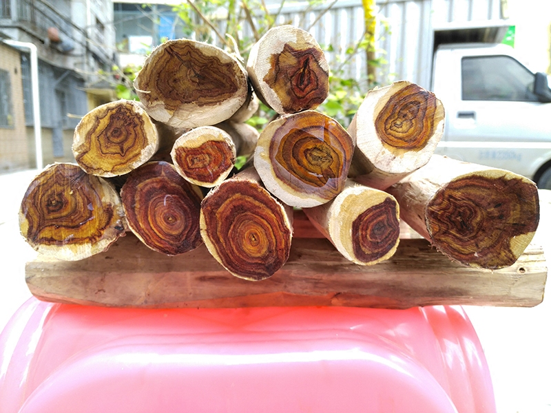 海南黄花梨木料珠子料原料原木一根正品海黄手串手链对眼鬼脸花纹
