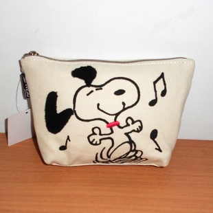 音符 日本Peanuts正品 Snoopy史努比 帆布手拿包化妝包收納包女包