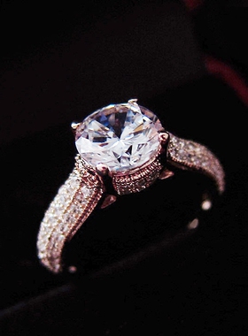 高端仿真钻戒女2克拉四爪情侣