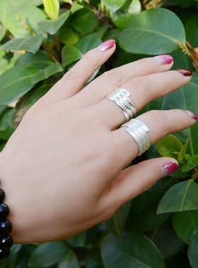 999纯银多环戒指女生日礼物学生