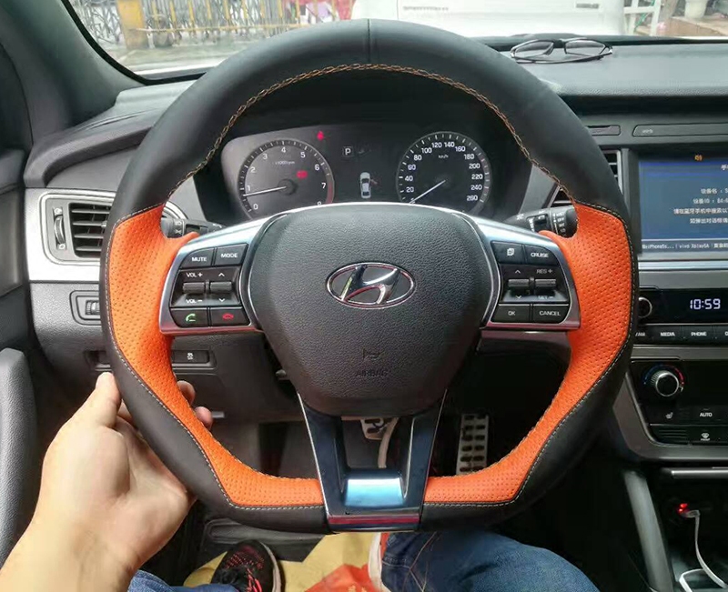 18款现代索纳塔9悦纳RV朗动IX25新途胜伊兰特EV手缝专用方向盘套