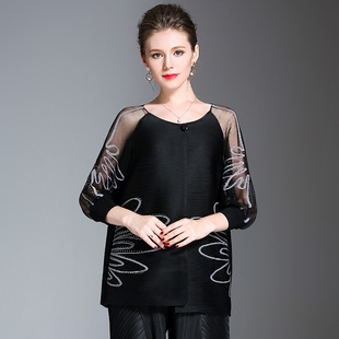 褶皱开衫 薄纱袖 上衣 饰蝴蝶镶钻短外套孤品捡漏清仓女装 明线装