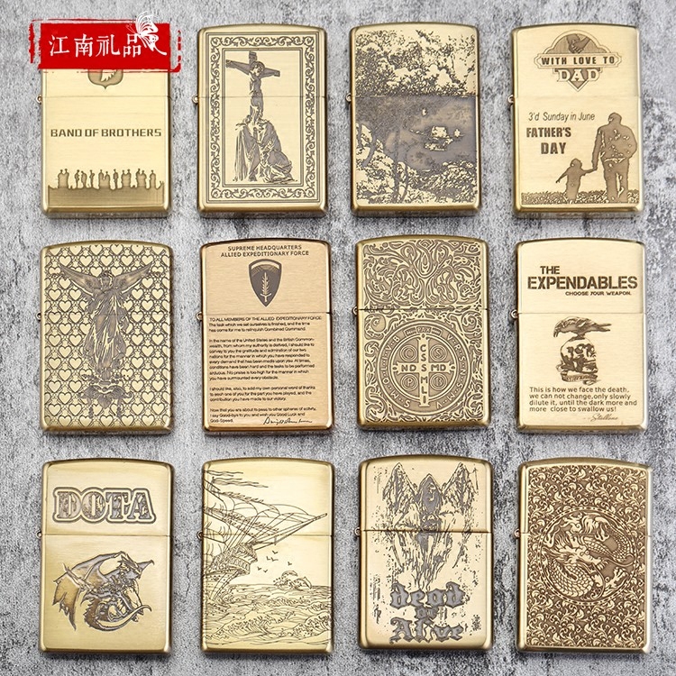 zippo打火机纯铜刻花限量独立宣言黄铜帆船一帆风顺