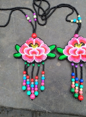 新款女式手工原创双面绣花毛衣链