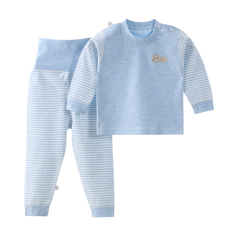 BABY COTTON HIGH-WAISTED BELLY PANTS SET 0 BABY COLOR COTTON AUTUMN CLOTHES AUTUMN PANTS BOYS AND GIRLS PAJAMAS LINE CLOTHES HOME CLOTHES 4