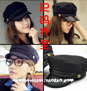 法式复古时尚逛街秋冬黑色船长帽