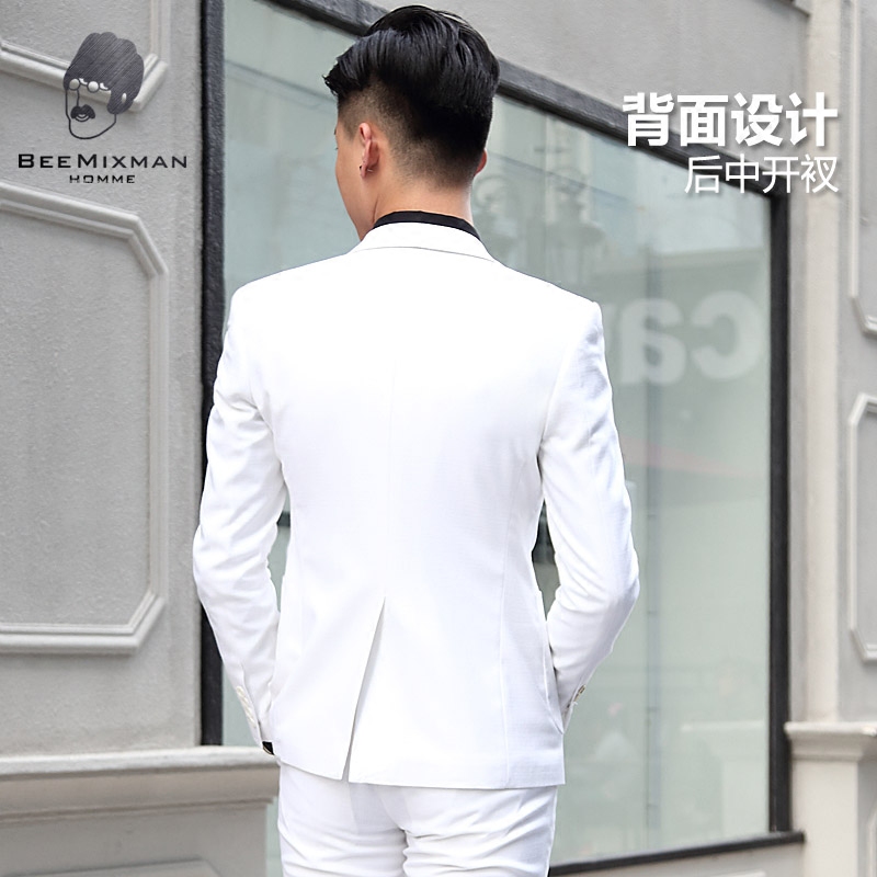 SUIT SUIT MENS WHITE GROOM WEDDING DRESS SLIM KOREAN VERSION OF THE TIDE YOUTH SMALL SUIT MENS BRITISH THREE-PIECE SET
