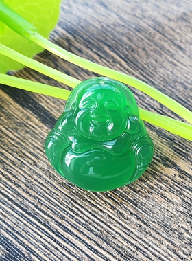 冰种小佛项链子锁骨女友绿玉髓