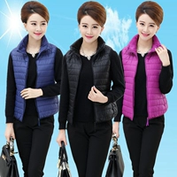 Áo mẹ tải nhẹ áo khoác lụa cotton ấm nhẹ áo sơ mi nữ trung niên cổ áo xuống cổ áo cotton bên trong và bên ngoài mặc - Áo vest áo khoác nữ