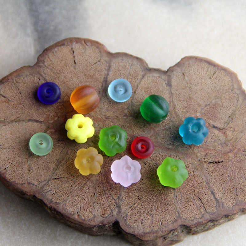 彩色琉璃散珠圆珠手工古法南瓜珠隔片隔珠手链配珠diy手工串珠