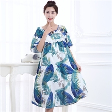 Thêm kích thước lớn nightdress chất béo mm200 kg cộng với phân bón tăng nữ mùa hè cotton ngắn tay áo phương thức Hàn Quốc phiên bản của bộ đồ ngủ dài