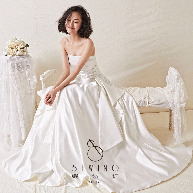 缝纫记手工定制婚纱2018新品缎面小拖尾微弧度抹胸设计新式保守风|ruв категории Женская одежда, Cвадебные платья, свадебное платье - от Buy2taobao.com для оказания профессиональной услуги покупки агента Taobao