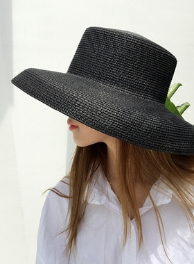 huifeng女神帽子钟型宽檐纸草帽复古赫本风出游凹造型遮阳帽女夏