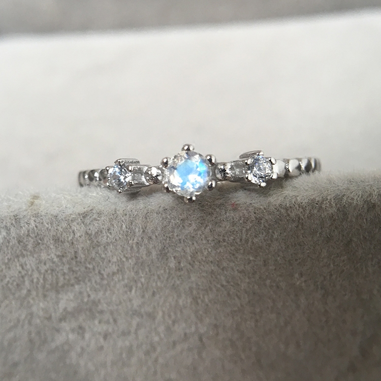 Delicate delicate style S925 Sterling Silver Sweet princess wind natural Moonstone Zircon Ringin the Accessories/Fashion Jewelry, Ring/Ring  category - from Buy2taobao.com to provide professional Taobao agent buy service