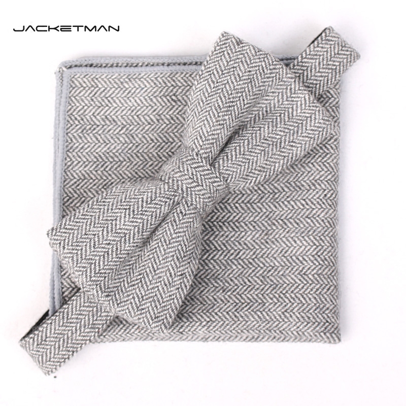 jacketman领结男灰色人字纹结婚新郎婚礼男士羊毛蝴蝶结配方巾