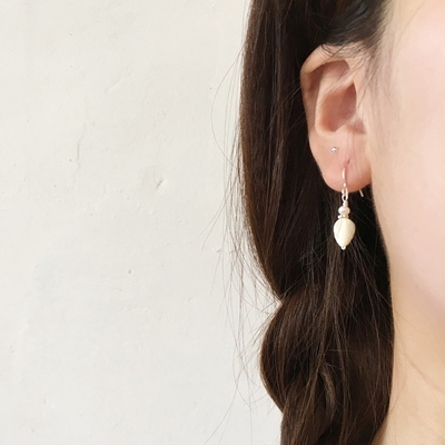 手工999纯银足银耳钩天然珍珠深