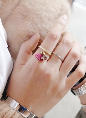 可爱流苏戒指韩国进口合金波普风