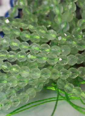 无优化天然精品切面刻面葡萄石Prehnite散珠 DIY串珠手作材料配件