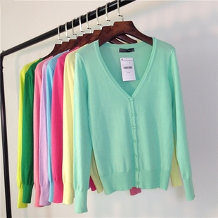 披肩女装 线衫 长袖 外套显瘦针织开衫 韩版 春夏毛衣外搭V领宽松大码