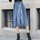 高腰显瘦a字裙裙子 韩版 金丝绒半身裙中长款 百褶裙秋冬女洋气新款
