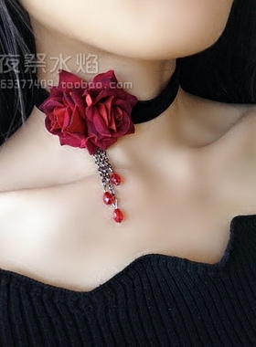 玫瑰哥特风暗黑系复古项链