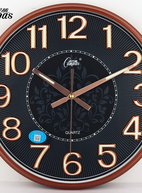 康巴丝夜光静音挂钟 卧室客厅钟表简约挂表时钟 时尚壁钟石英钟表