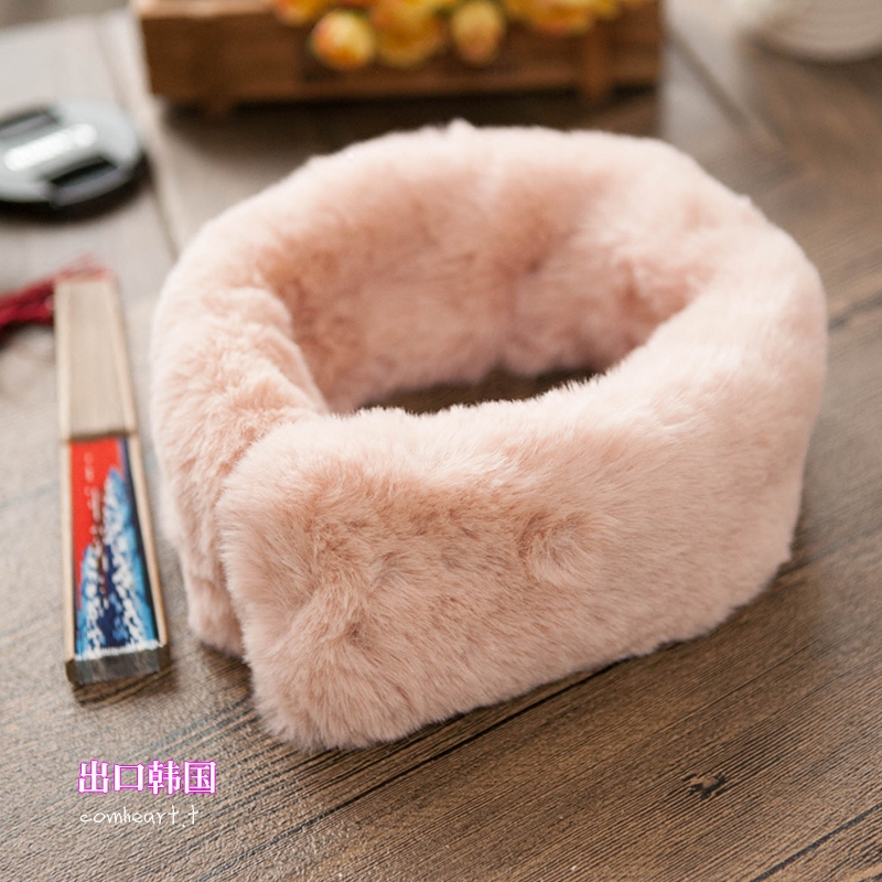 韩国东大门磁铁扣加厚加大秋冬季毛毛绒仿獭兔毛围巾韩版围脖纯色