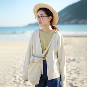 花吉Y895清新简约针织棉V领开衫  可爱包扣舒适手感 甜美休闲0226