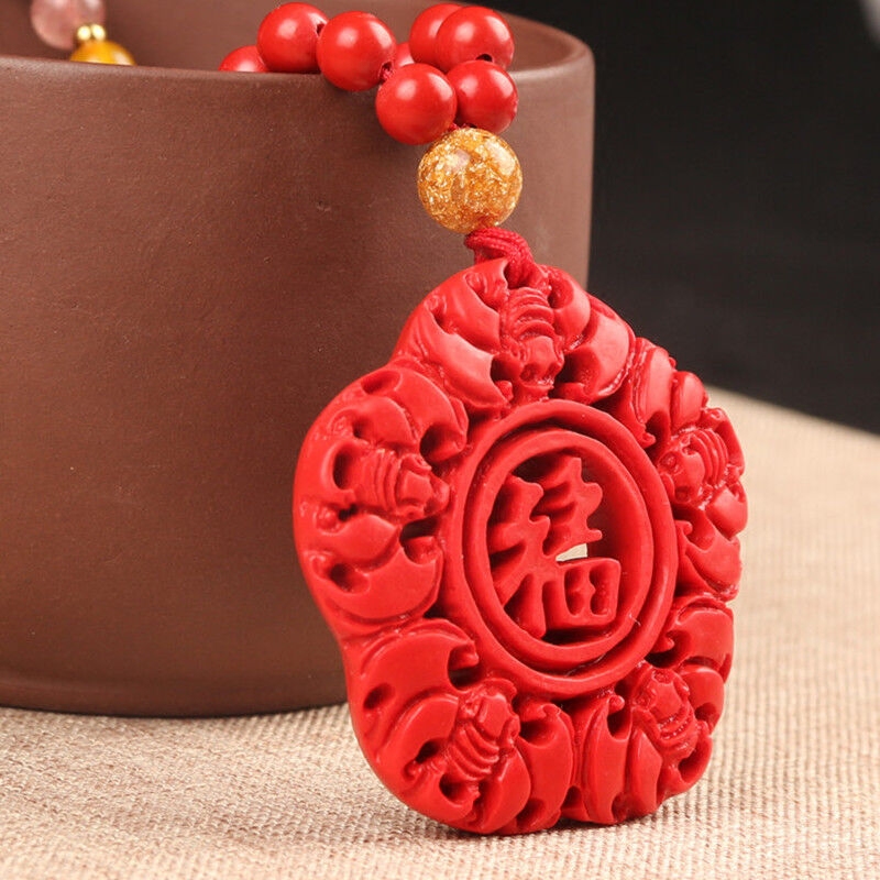 台湾原色朱砂五福临门吊坠朱砂五福临门挂件项链送证书