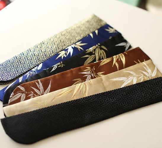 【外贸扇套】中国风扇子配件 10寸折扇扇套 双层扇袋 真丝扇套