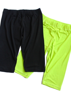 夏季绿色薄款5分超软透气打底裤 大小女童紧身安全高弹力裤纯色