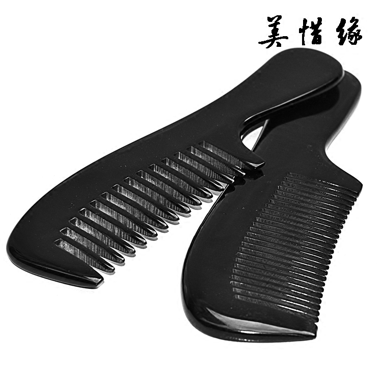 特价天然正品黑水牛角梳子大号加厚宽齿按摩梳防静电卷发梳防脱发