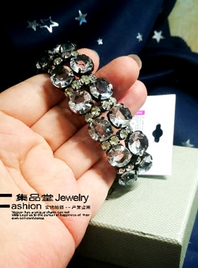 欧美风大颗粒闪亮弹力质感手镯