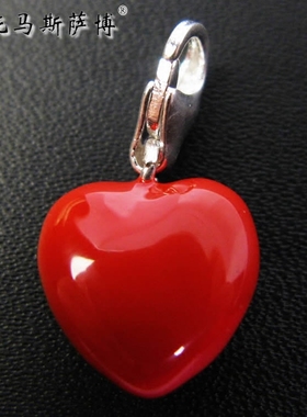 925纯银立体红色心小爱心吊坠~托马斯萨博欧美情人节礼物小首饰品