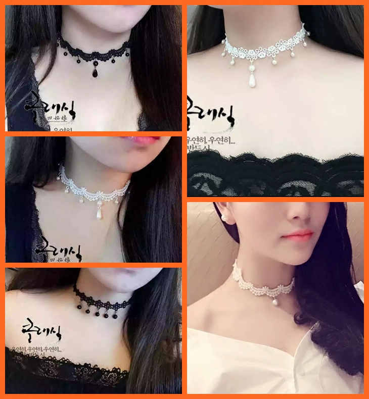 拍2送1韩国明星同款白色蕾丝颈带choker项圈项链颈圈女短款锁骨