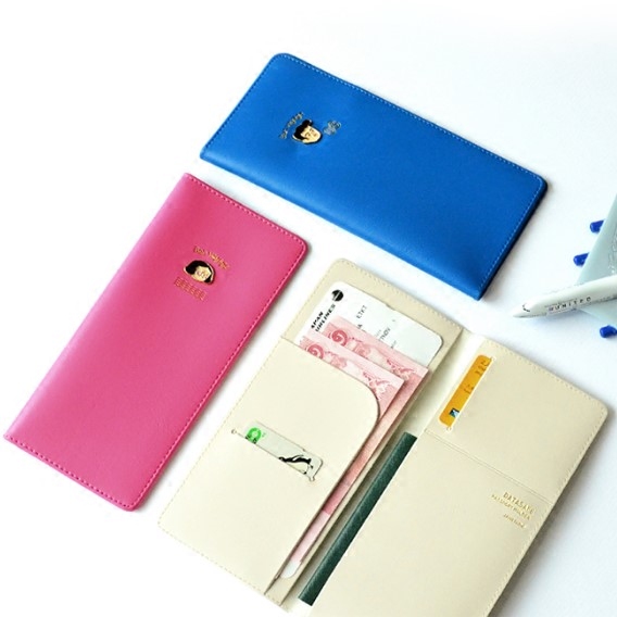 韩国正品jamstudio可爱卡通情侣长款防泄漏旅行护照夹套证件包