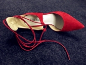 rulers 系带凉鞋 女鞋 2019silla 尖头大红色 超高细跟 真皮婚鞋