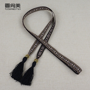 民族风连衣裙装饰腰带女布艺文艺范裙带简约百搭流苏腰绳子潮腰链