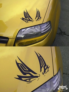 TLP镂空车贴 汽车机盖遮瑕防水贴纸 眼神瞪眼眼睛睁开眼灯眉