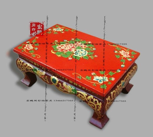 藏式彩绘经桌 炕桌 茶几 小供桌 古典仿古家具 实木 可定制
