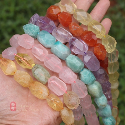 diy天然切面水晶玛瑙桶珠