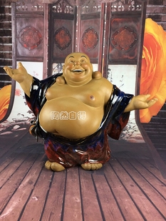 笑納天下客笑佛彌勒佛陶瓷石灣公仔擺件公司會(huì)所辦公室招財(cái)擺設(shè)