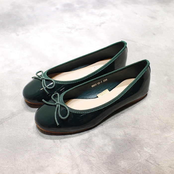 여성을위한 한국 스타일 싱글 신발 여름 라운드 발가락 활 특허 가죽 플랫 얕은 입 낮은 뒤꿈치 부드러운 가죽 레드 소프트 단독 발레 신발