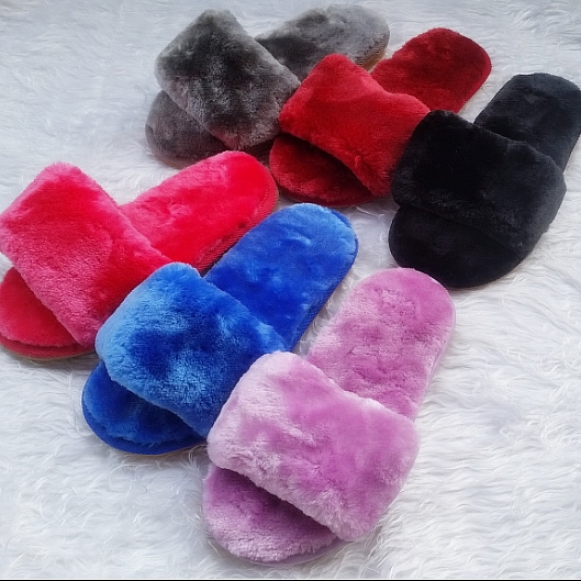 Pantoufles enfants en suède pour hiver - semelle caoutchouc - Ref 1017710 Image 1