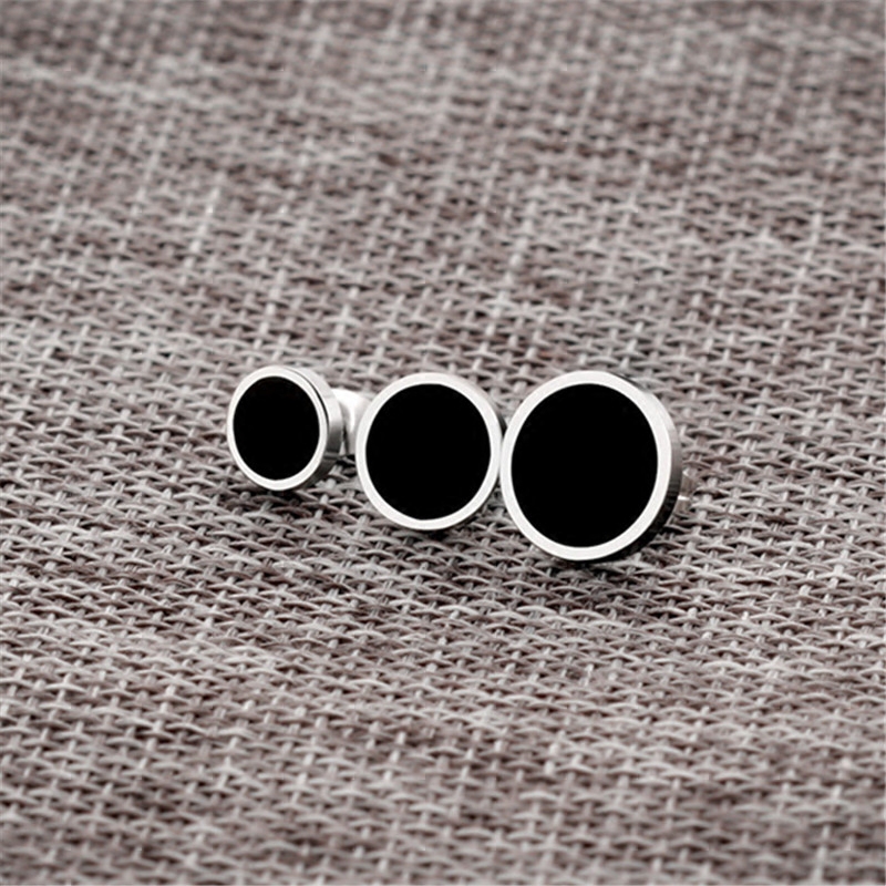 抖音网红同款耳钉黑色圆形银边个性耳环复古潮流日韩精品耳饰欧美