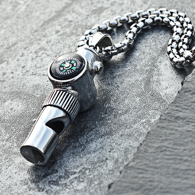 可吹响指南针口哨吊坠潮人钛钢