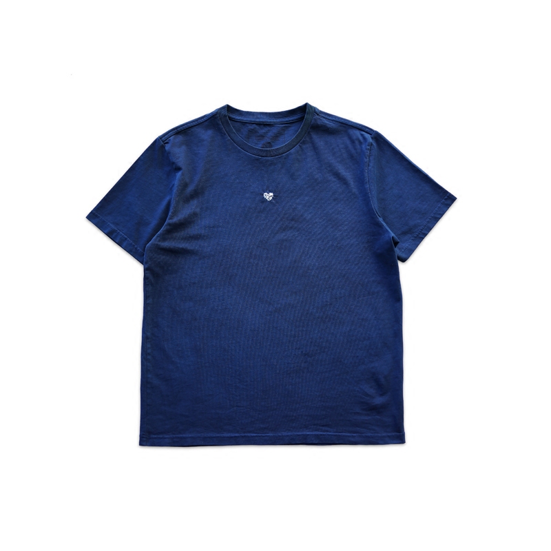 市井蓝染indigohood全手工扎染圆领t恤爱心图案草木染tee男女通款
