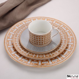欧式骨瓷套装西餐碟咖啡杯，盘子欧式别墅样板房，会所餐具马赛克系列