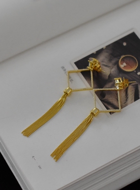 妖家 泰国进口 纯银流苏耳环 纯银镀金 VJ11