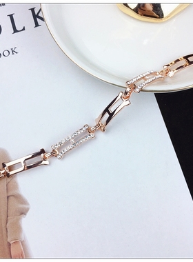 镶钻闪亮锆石金属百搭手链